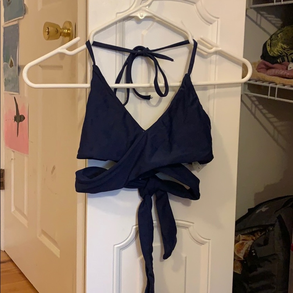 Navy blue wrap bikini top